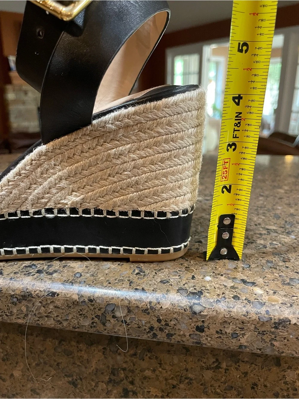 🖤 Ralph Lauren Hilarie Burnished Leather Espadrille Platform Wedge Sandal Sz 9